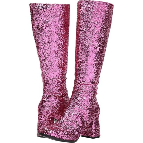 Ellie Shoes - GO GO BOOT, Sz 7, 3" Heel, FUSCIA GLITTER, 15" TALL